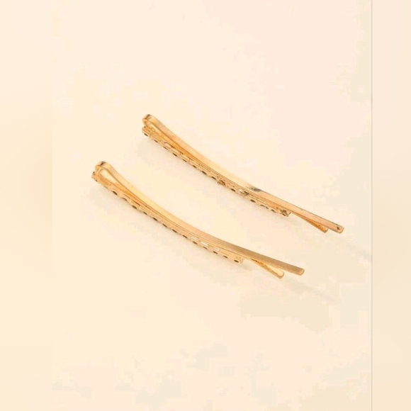 Pair of New Rhinestone decor gold hair pins - Picture 2 of 3